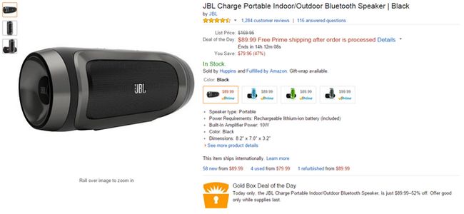 Fotografía - [Offre Alerte] Amazon Or Box a la charge JBL Haut-parleur Bluetooth et la batterie Pour 90 $ (60 $ de rabais au détail)